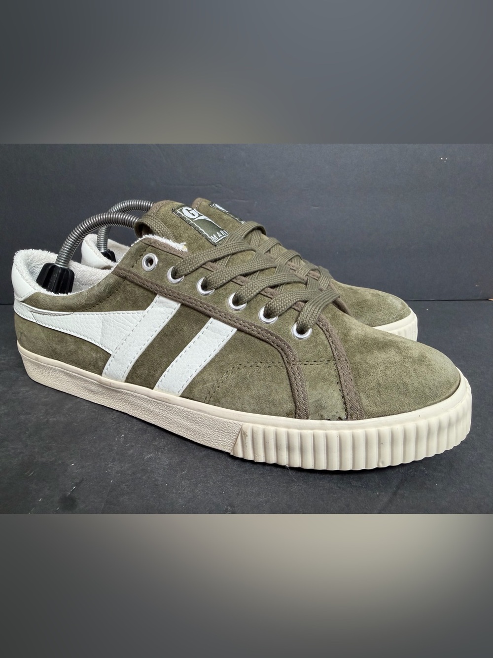 NEW Gola Women's Mark Cox Lace-Up Sneakers Off-White/Khaki SIZE 10 - Picture 7 of 13